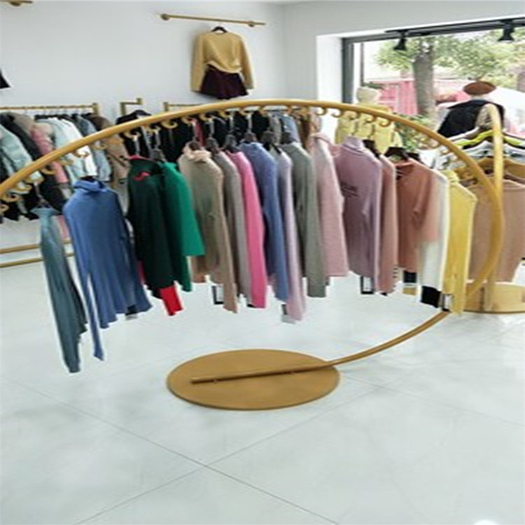 Custom Stainless Steel Cloth Display Stands Women Clothes Display Racks Arch Round Metal Retail Boutique Gold Clothing Rack