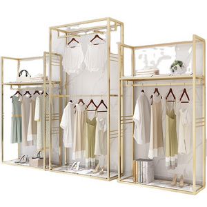 Gold clothing rack stainless steel boutique gold clothing wall rack used clothing racks for sale