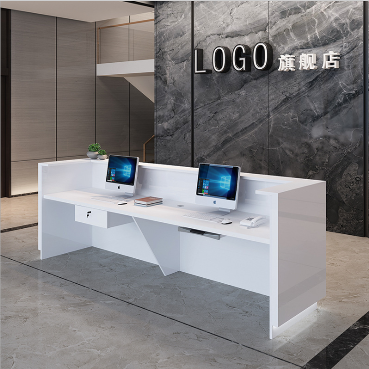 High Quality Front Desk Office Hotel Modern White Luxury l Shape Reception Front Desk