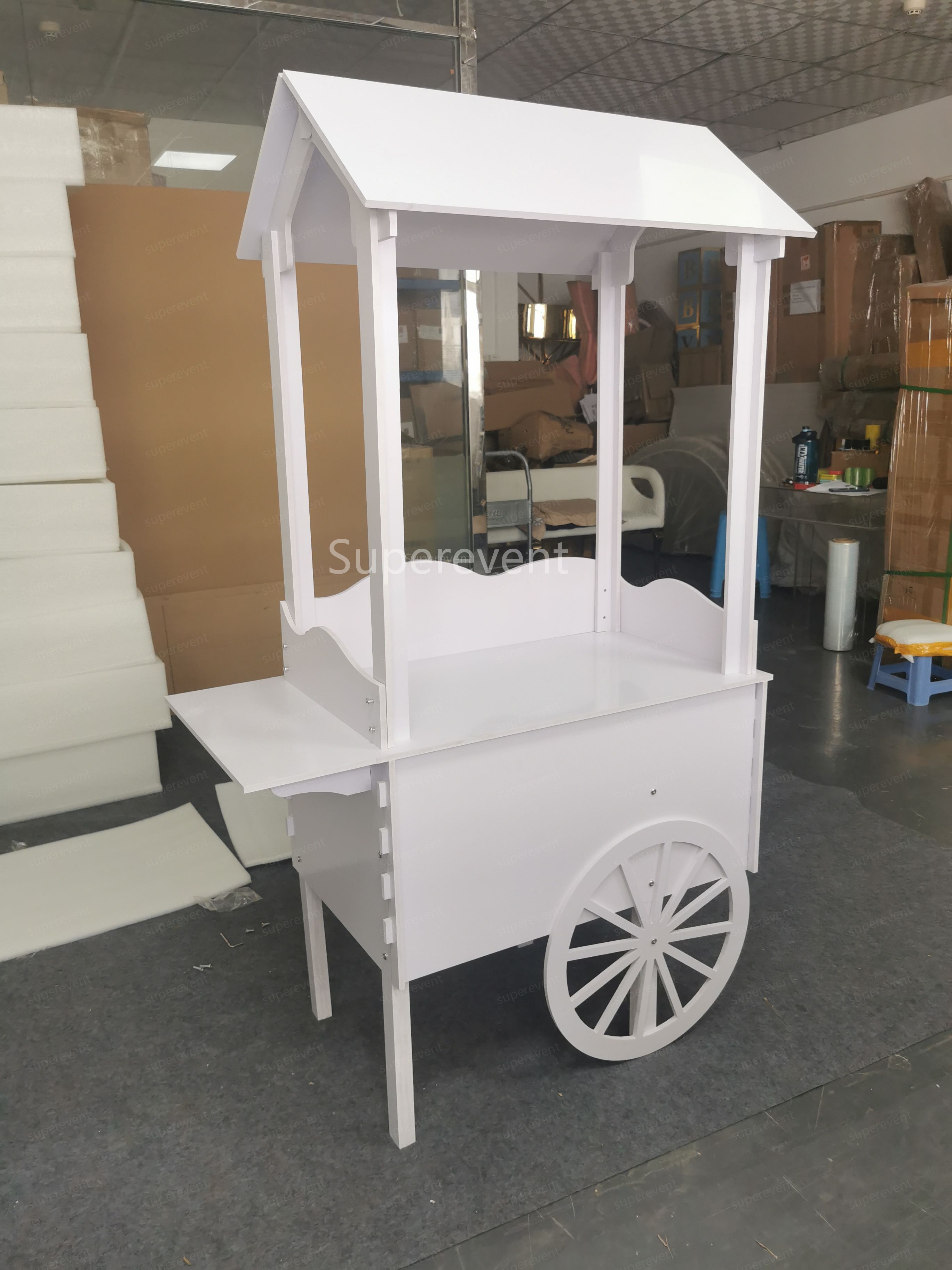 Wholesale Cheap Price Wedding White PVC Candy Cart Party Decoration with Wheels for Parties