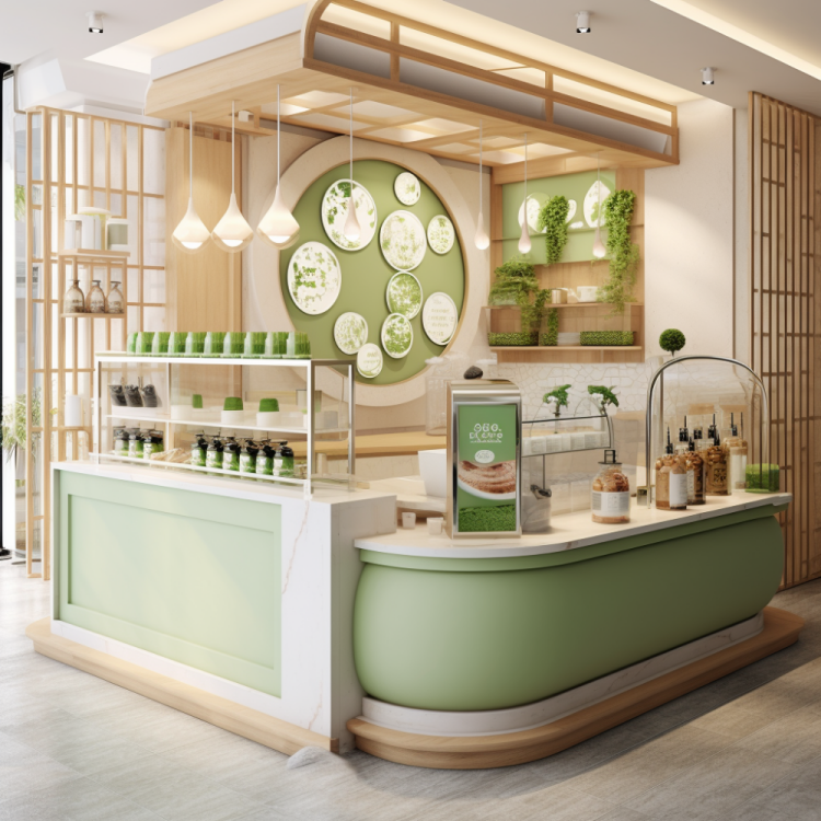 Shopping Mall Marble Milk Tea Equipment Shop Counter Kiosk Bubble Tea Store Interior Design Coffee Store Design