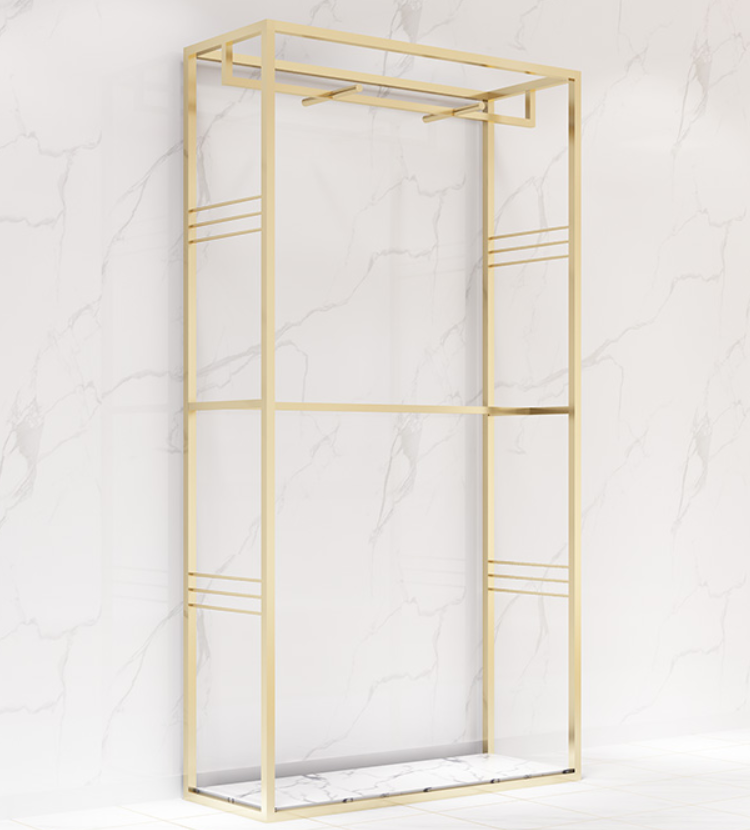 Clothing Store clothing rail luxury clothes display rack metal gold wall-mounted clothing rack display stand