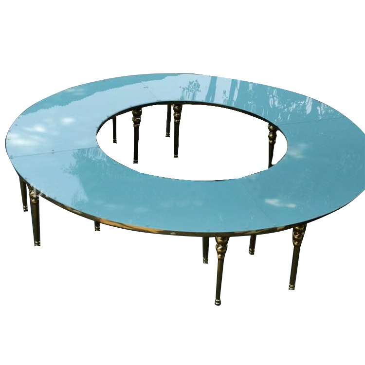 Luxury stainless steel moon table Round Stainless Steel Wedding Table half round hotel event Serpentine wedding table