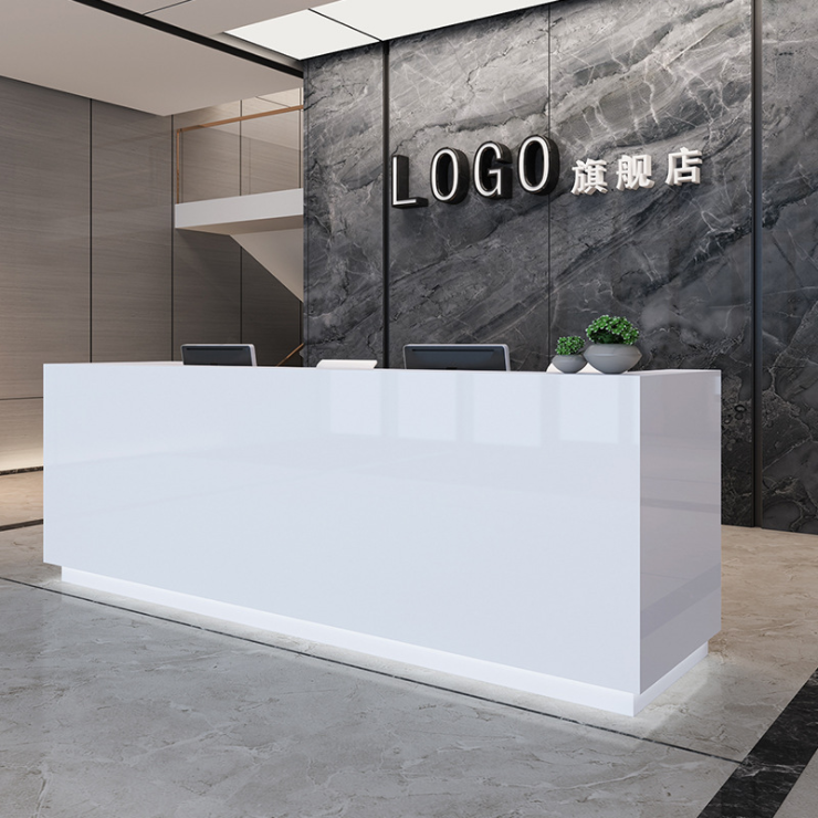 High Quality Front Desk Office Hotel Modern White Luxury l Shape Reception Front Desk