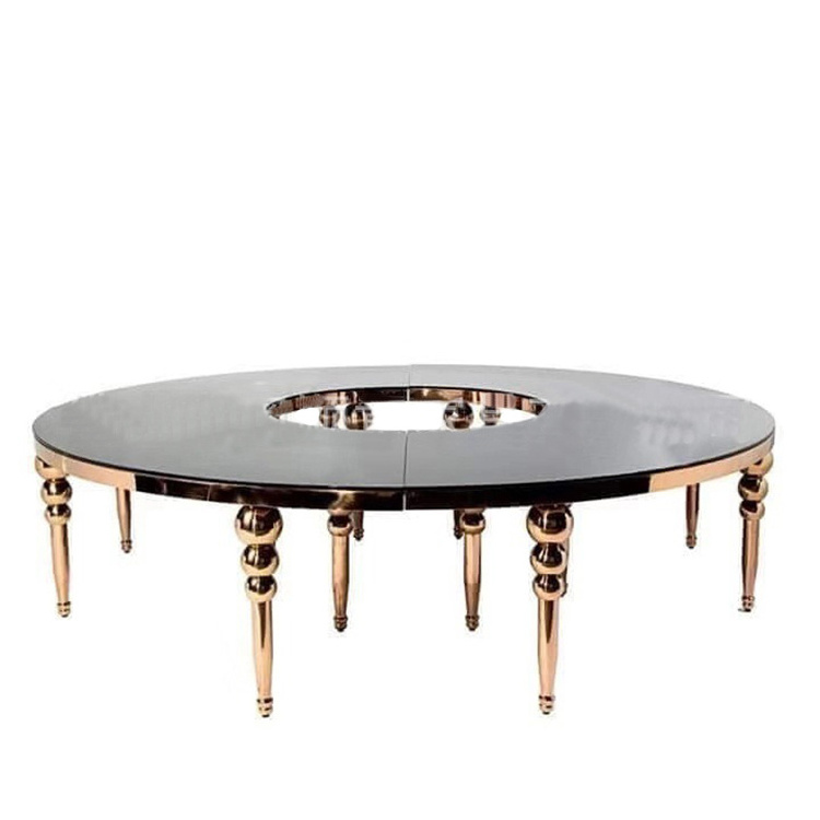 Luxury Wedding Golden Stainless Steel large round marble dining table for events party