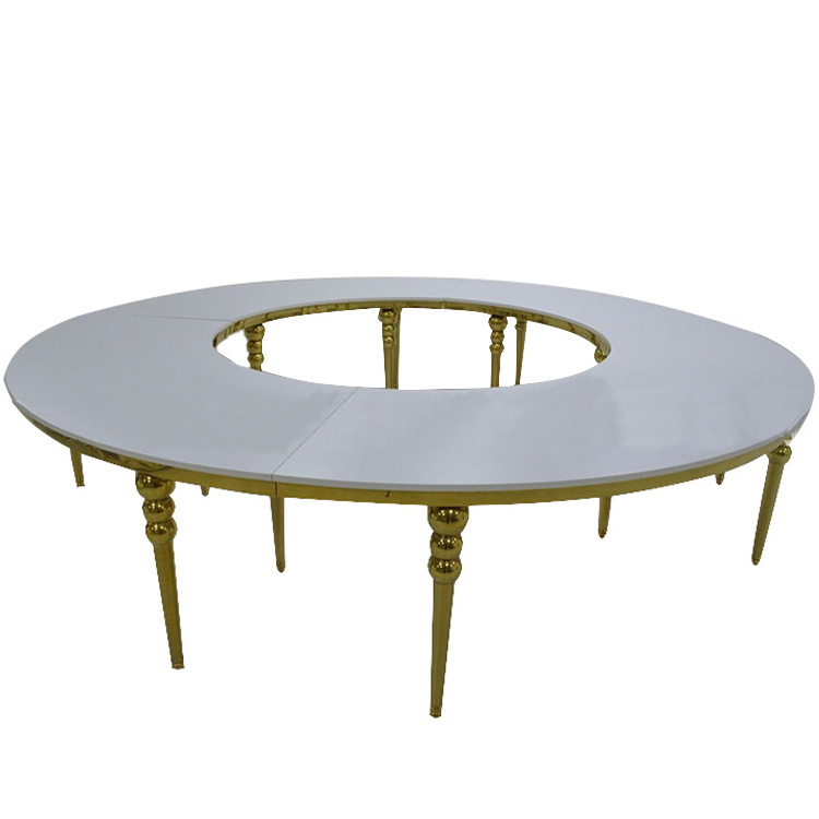 Luxury stainless steel moon table Round Stainless Steel Wedding Table half round hotel event Serpentine wedding table