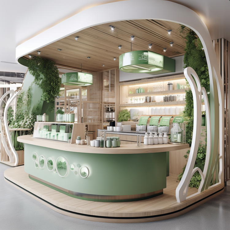 Shopping Mall Marble Milk Tea Equipment Shop Counter Kiosk Bubble Tea Store Interior Design Coffee Store Design