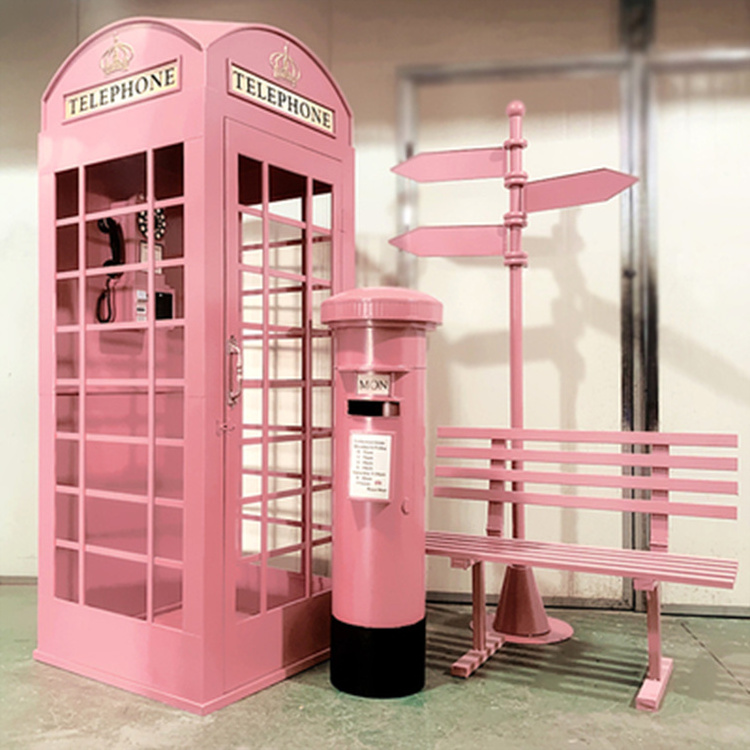 Wedding Event Party Decoration Metal London Telephone Booth Classic phone booth Pink London Telephone Booth for sale