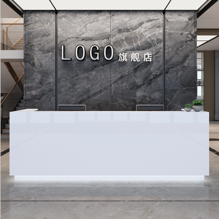 High Quality Front Desk Office Hotel Modern White Luxury l Shape Reception Front Desk