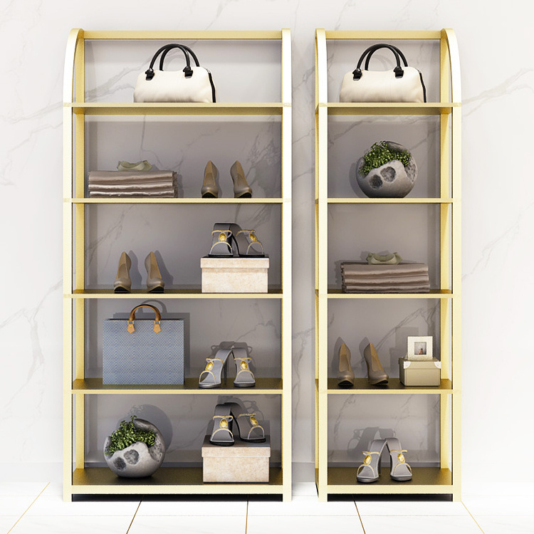 Modern style clothes shop furniture design decorating retail metal bag shoes display stand rack for sale*