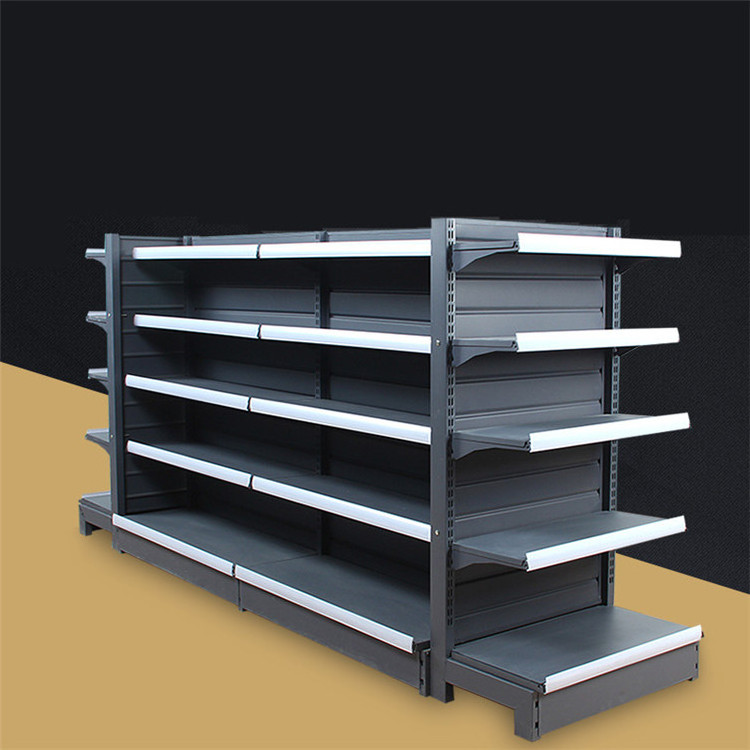 Low MOQ Custom Heavy Duty Iron Metal Retail Shelf Display Supermarket Gondola Shelving Rack shelves for retail store price