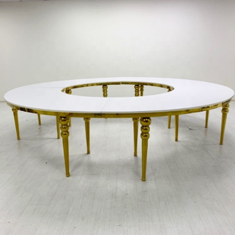 Luxury stainless steel moon table Round Stainless Steel Wedding Table half round hotel event Serpentine wedding table