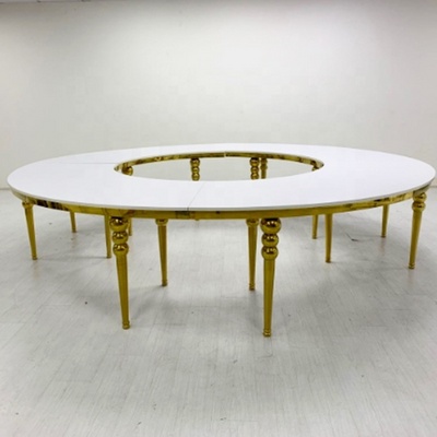 Luxury stainless steel moon table Round Stainless Steel Wedding Table half round hotel event Serpentine wedding table