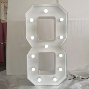 Custom Marquee Letters 4ft Led Number Sign Alphabet Letter Led Light Up Bulb Wooden Marquee Letters for Wedding Party Decoration