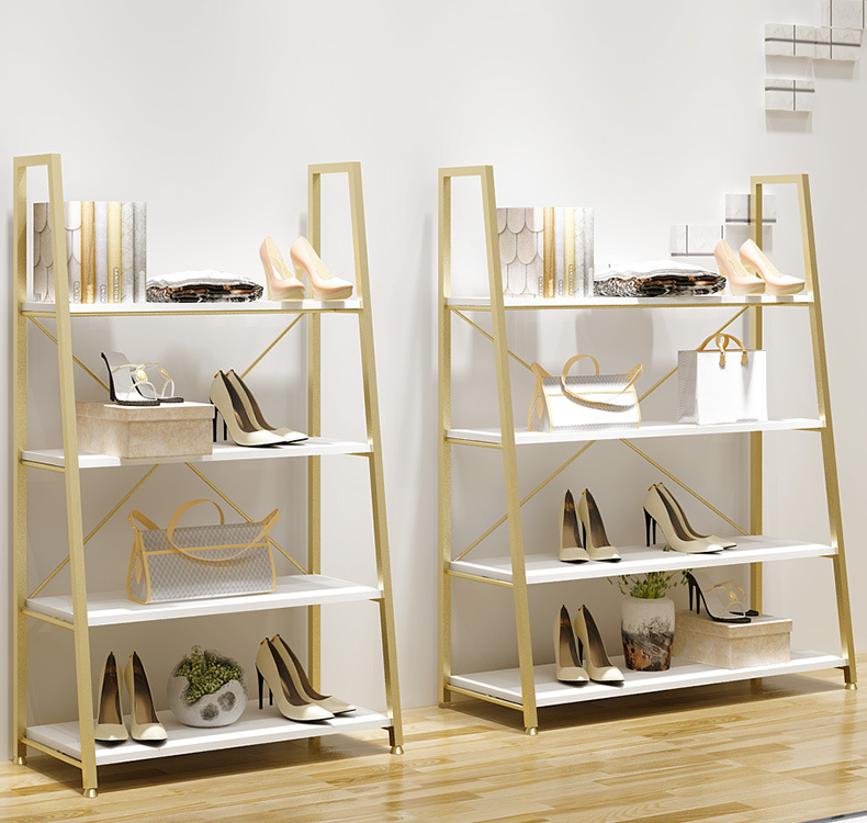 2024 best selling multi-layer display stand four layer gold shoe bag display shelf *