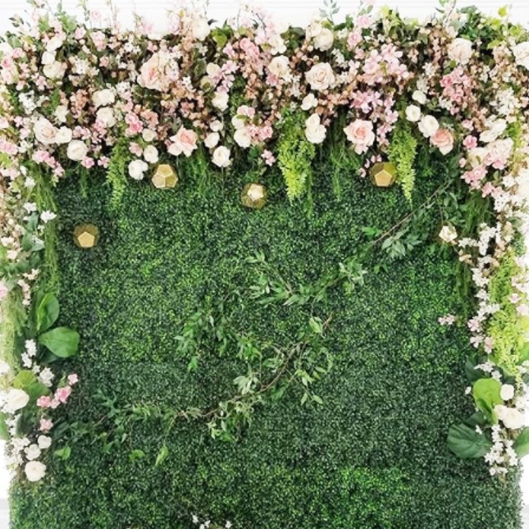 Hot Sale Artificial Green Grass Wall Backdrop green wall system faux artificial green plant leaves grass wall for Wedding Decor