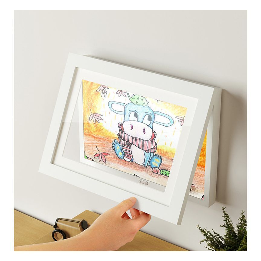 High Quality Front Opening Picture Photo Display Frame Art Storage Wooden Kids Flip Photo Frame