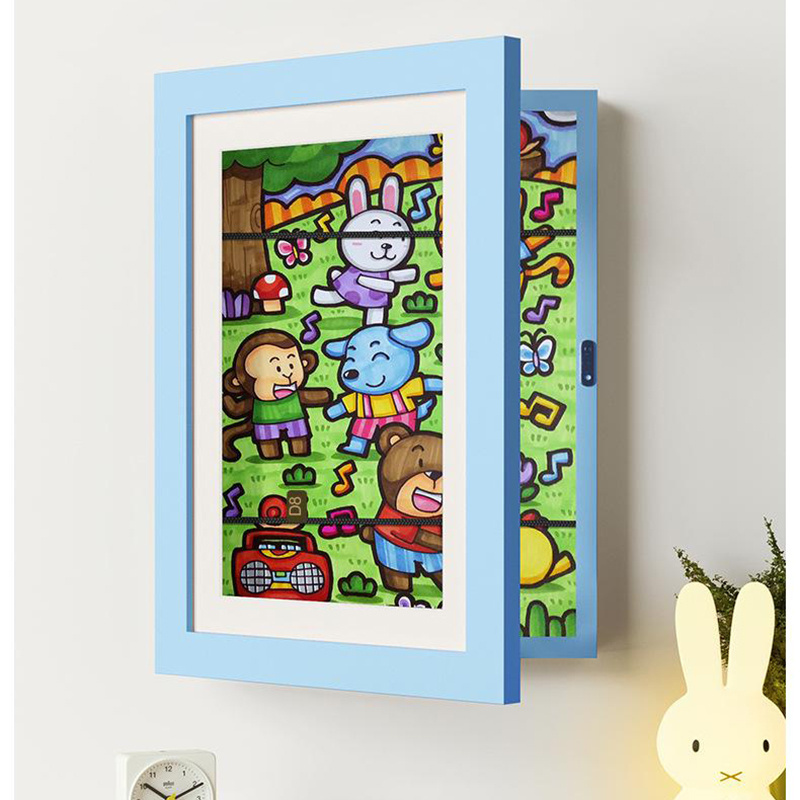 High Quality Front Opening Picture Photo Display Frame Art Storage Wooden Kids Flip Photo Frame