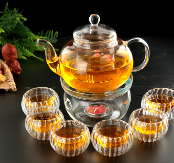 Wholesale High Borosilicate Glass Teapot 600ML 800ML 1200ML with glass infuser