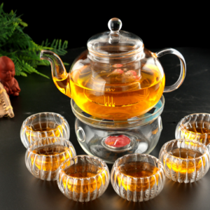 Wholesale High Borosilicate Glass Teapot 600ML 800ML 1200ML with glass infuser