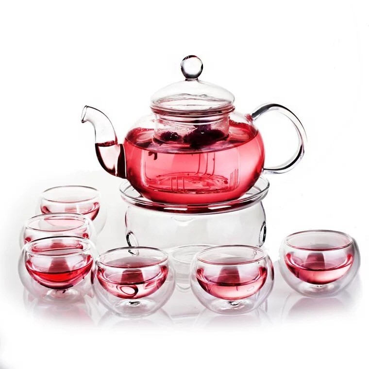 Wholesale High Borosilicate Glass Teapot 600ML 800ML 1200ML with glass infuser