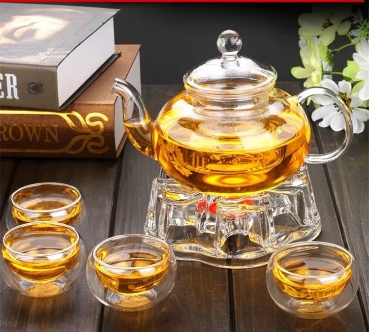 Wholesale High Borosilicate Glass Teapot 600ML 800ML 1200ML with glass infuser