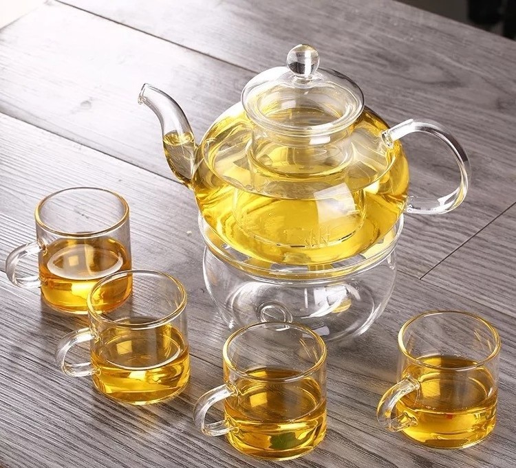 Wholesale High Borosilicate Glass Teapot 600ML 800ML 1200ML with glass infuser