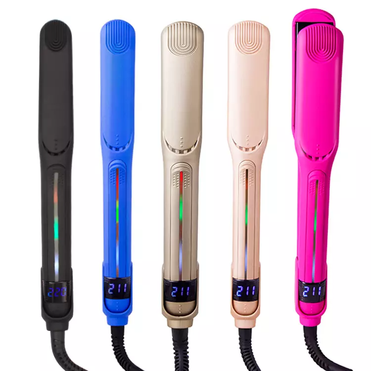 Popular Plancha de cabello infrared ionic function soft touch matte color mirror titanium plated flat iron hair straightener