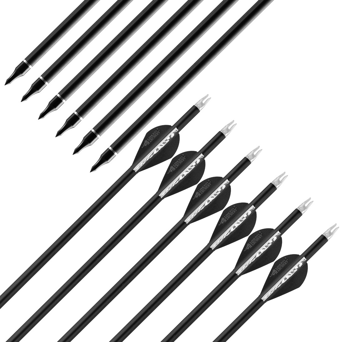 Archery Arrow Spine 500 600 Pure Mixed Carbon Arrow 2inch Plastic Vanes Compound Recurve Bow Hunting