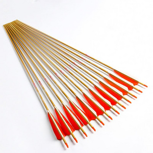 Cheap 4'' shield feather spine 400 500 600 bamboo skin arrow shafts pure carbon arrow for bow archery shooting