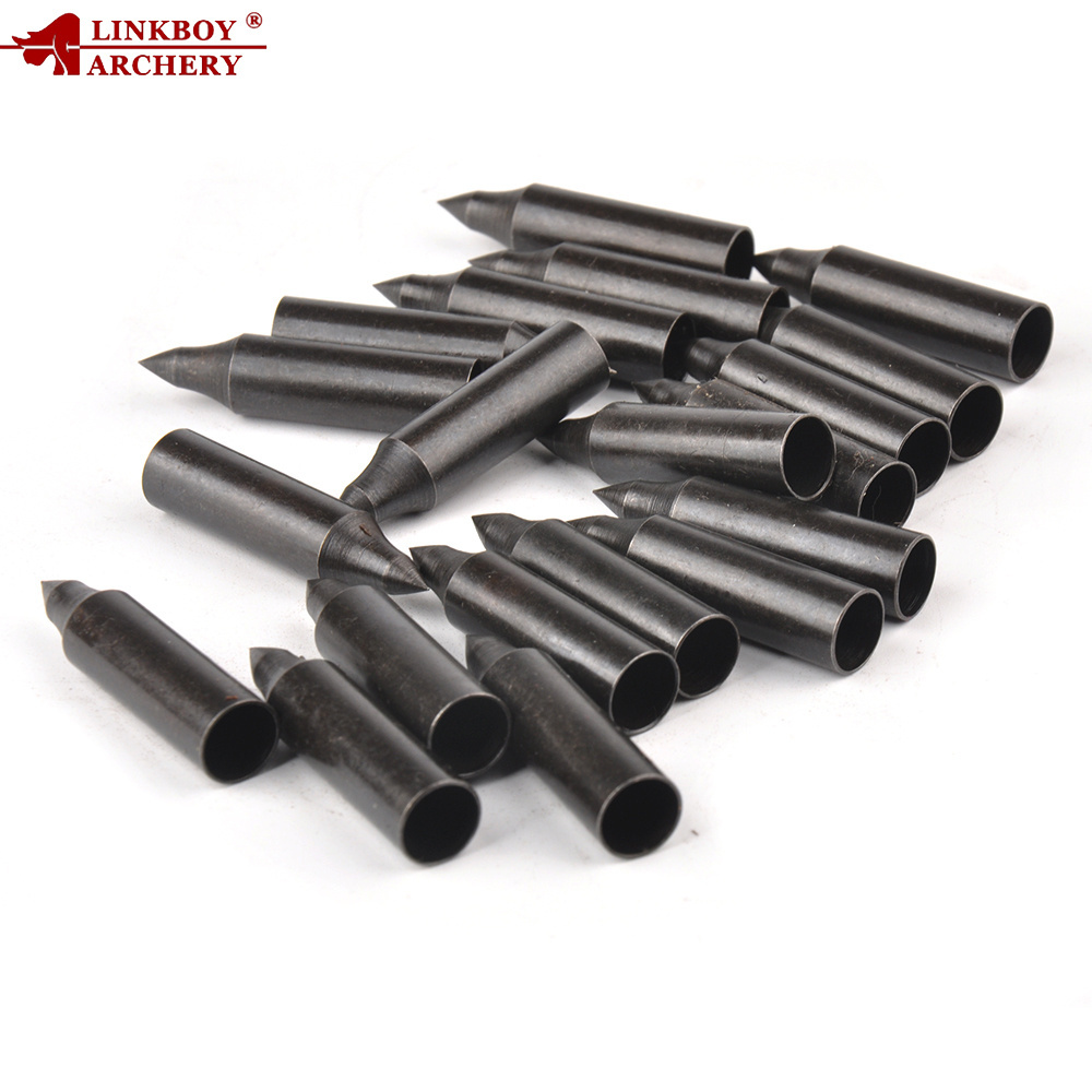 Linkboy Archery Parts 8mm Glue on Field Arrow Tips Target Point Carbon Steel Arrow Head Broadhead Arrow Hunting Accessories