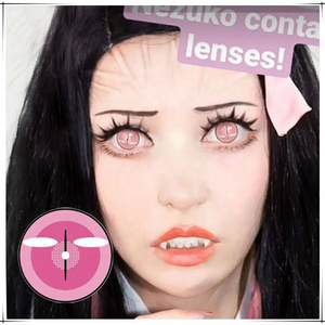 Realcon Nezuko Cosplay Lenses Pink Sweety Anime Cloud Contact Lenses Crazy Color Contact Lens Cosplay Contact Lenses