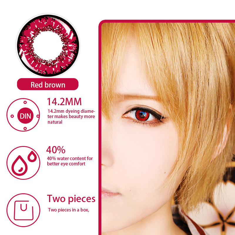 Linkcon FancyPro Style Wholesale Cosplay 1 Year Red Sclera Eye Lens Japan Cartoon Contacts White Halloween Contact Len