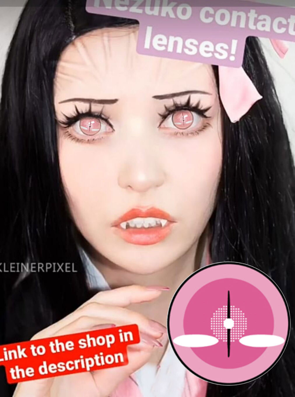 Realcon Nezuko Cosplay Lenses Pink Sweety Anime Cloud Contact Lenses Crazy Color Contact Lens Cosplay Contact Lenses