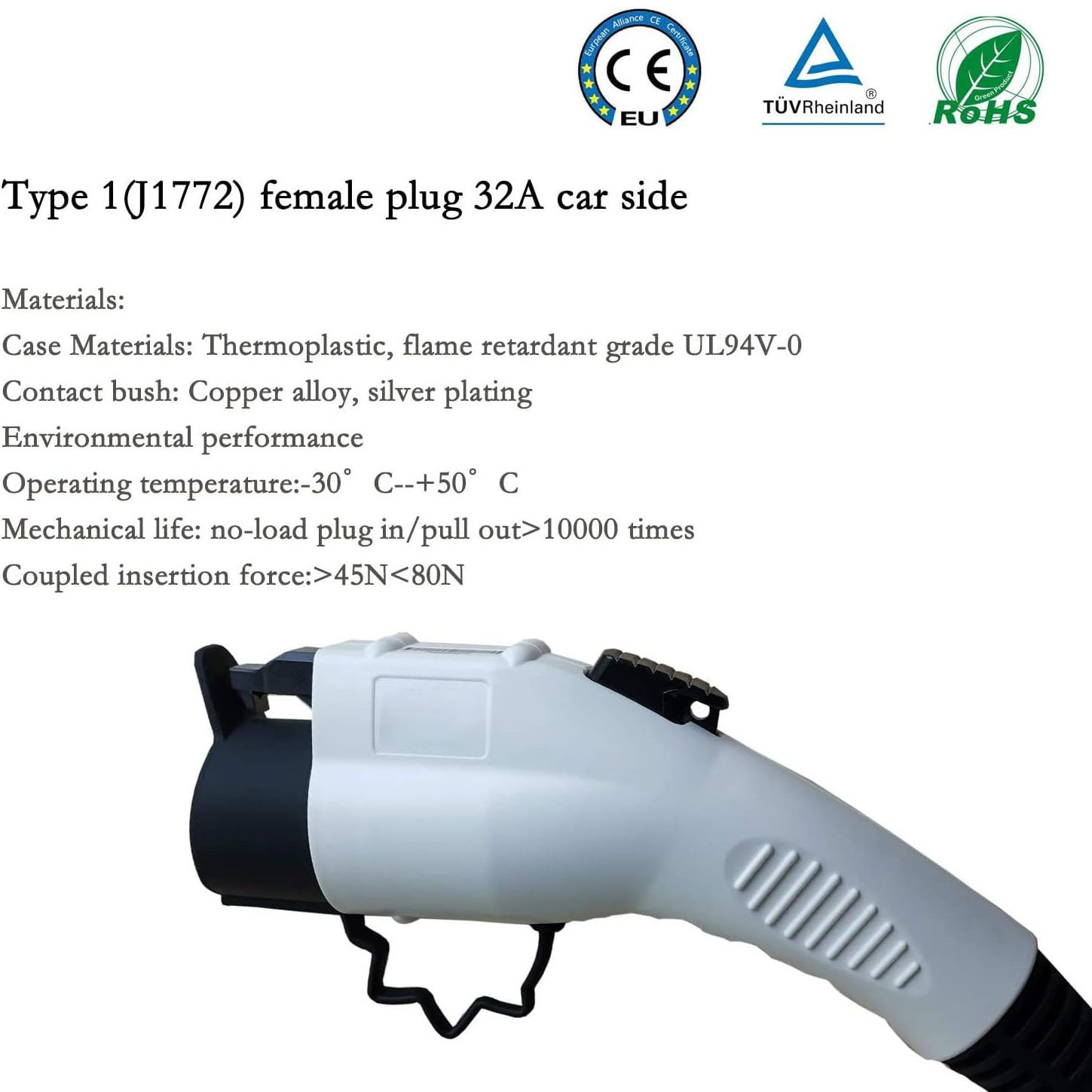 EV Charging Cable Type 1 To Type 2 32A Electric Vehicle Charger Cable Car Charge Type1 To Type2 EV Connector 5 M cable