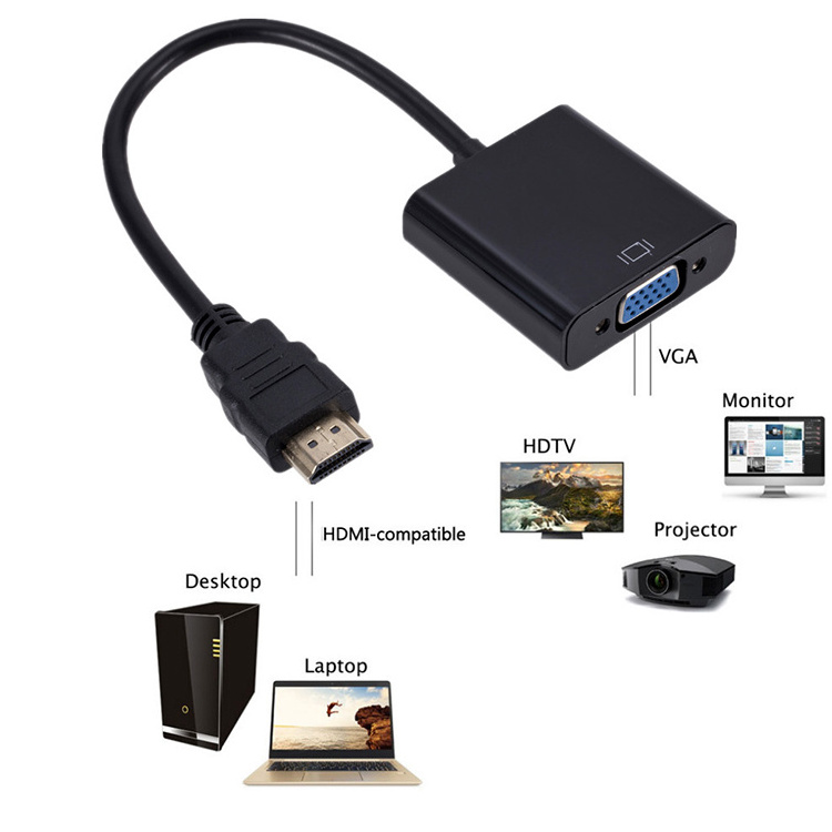 HD-MI VGA Adaptor Full HD 1080P Convertidor cable Male to VGA Female Audio Video Converter VGA to HD-MI Adapter with Audio