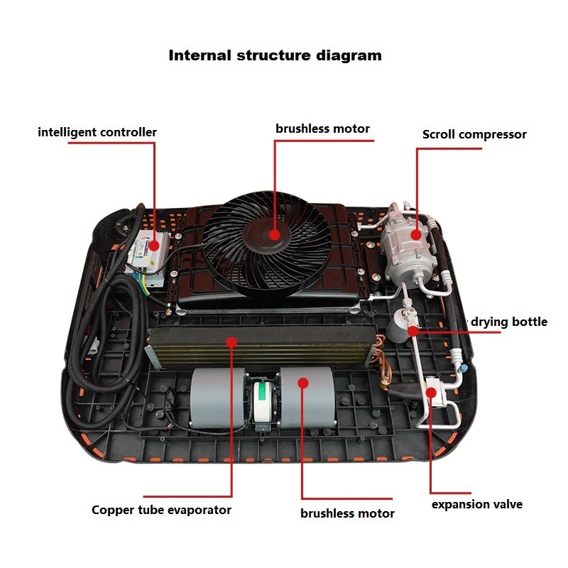 DC 24V 12V Van Motorhome Electric Parking Truck Rooftop RV Air Conditioner