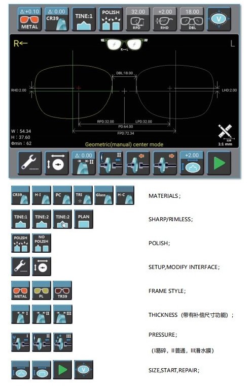 MOLO-1000 glasses equipment patternless Auto lens edger machine