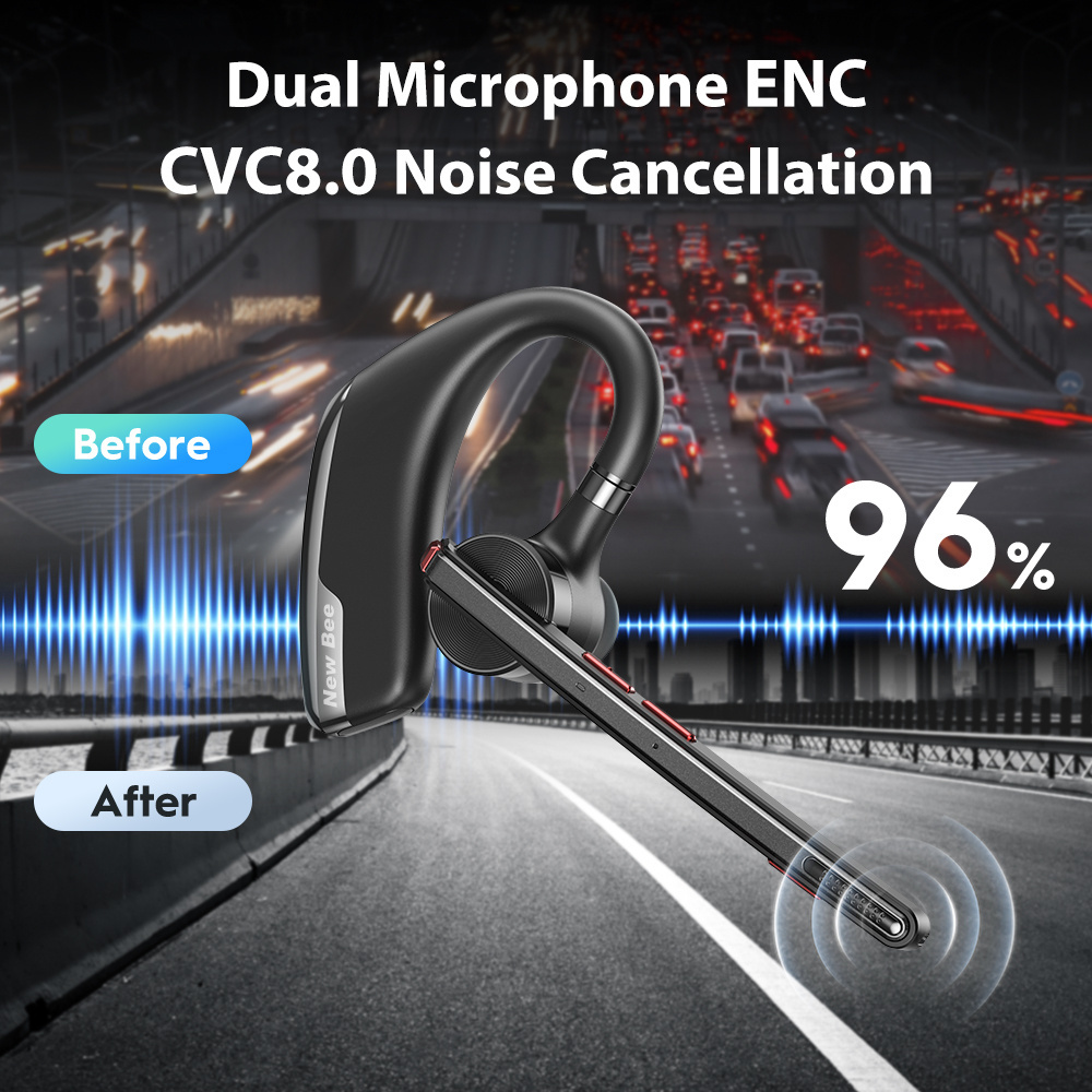 Wholesale QCC5.2 Hands Free Single Ear Bluetooth Earpiece Business Earphone Wireless Bluetooth Headset with 500Mah Charging Case