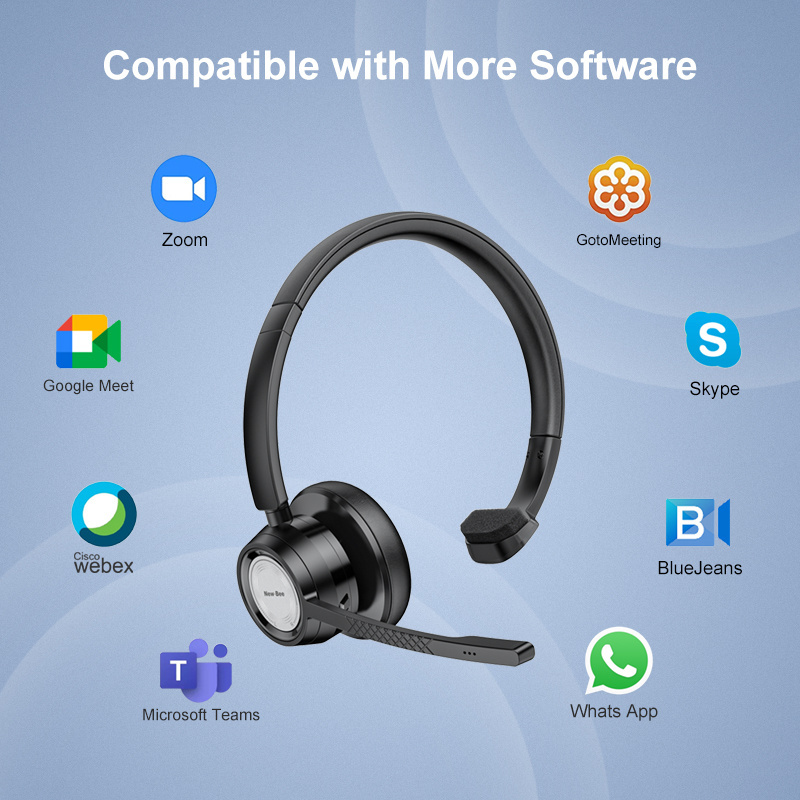 New Bee In Stock CVC8.0 Noise Cancelling Single Ear Trucker Bluetooth Headset Wireless Headphones with Mic