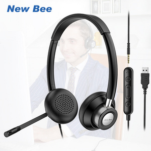 In Stock Wholesale New Bee 3.5mm Usb Headphone Microphone Headset Earphone for Computer