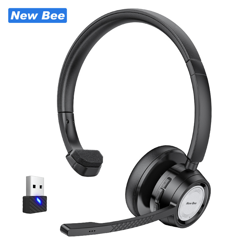 New Bee In Stock CVC8.0 Noise Cancelling Single Ear Trucker Bluetooth Headset Wireless Headphones with Mic