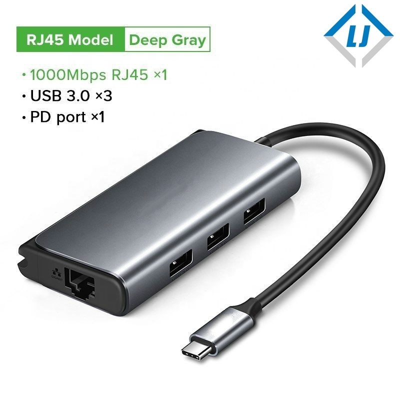 Zhongshan LJ  Electronic USB C HUB Type C to USB 3.0 HUB HDMI VGA RJ45 Thunderbolt 3 Adapter Fr Macbook