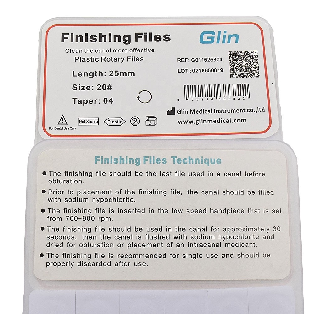 Glin Endodontic Files 04 Taper Plastic Finishing Files 21mm 25mm Work on Low Speed Handpiece