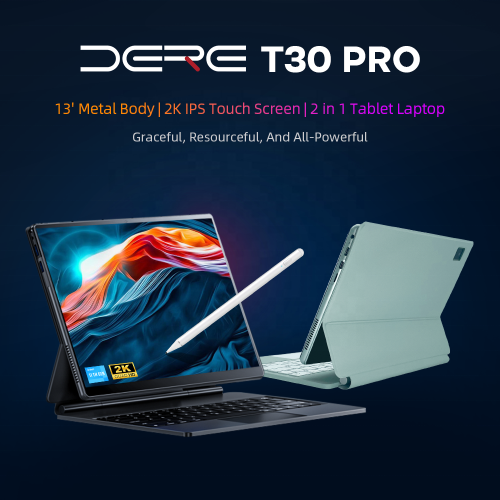 DERE T30 wholesale portable 2 in 1 touch screen laptop 16gb ram 512gb slim personal and home laptop computer