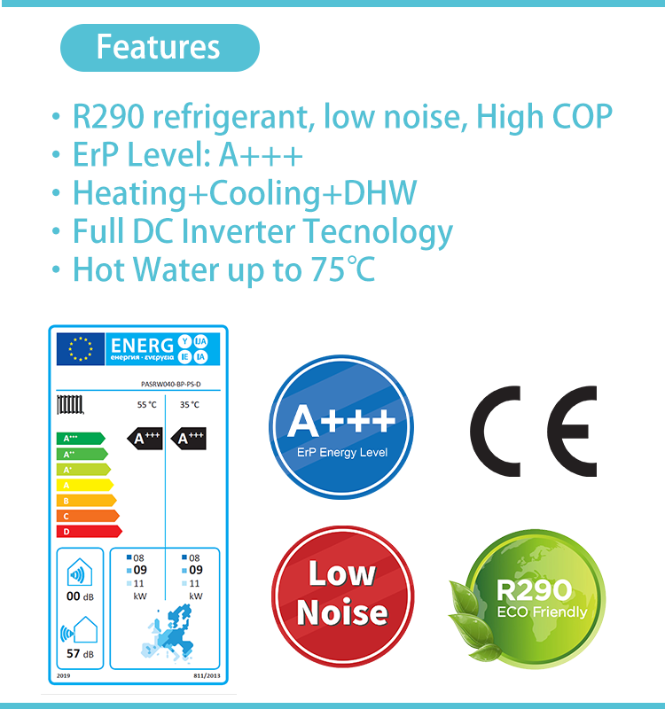 Heating Cooling Hot Water House Floor Heating For Sale Air to Water Heat Pump