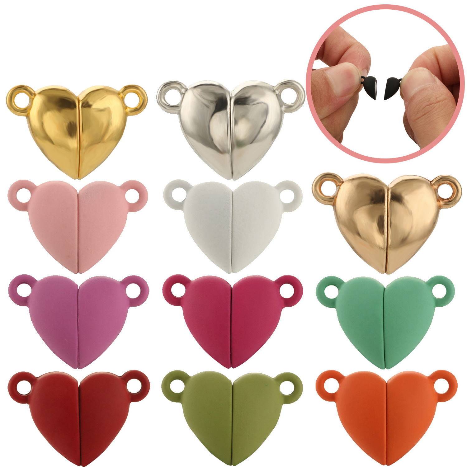 Heart shape Stainless Steel Clasps for Bracelet Necklace  End Clasp Connectors for DIY Jewelry Making