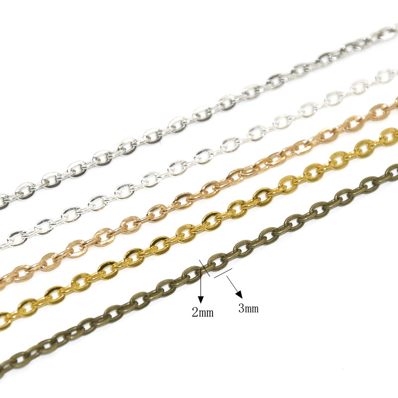 3*2mm Stainless Steel Chain Necklace DIY O Shape Cross Chains for Bracelets Jewelry Making Components