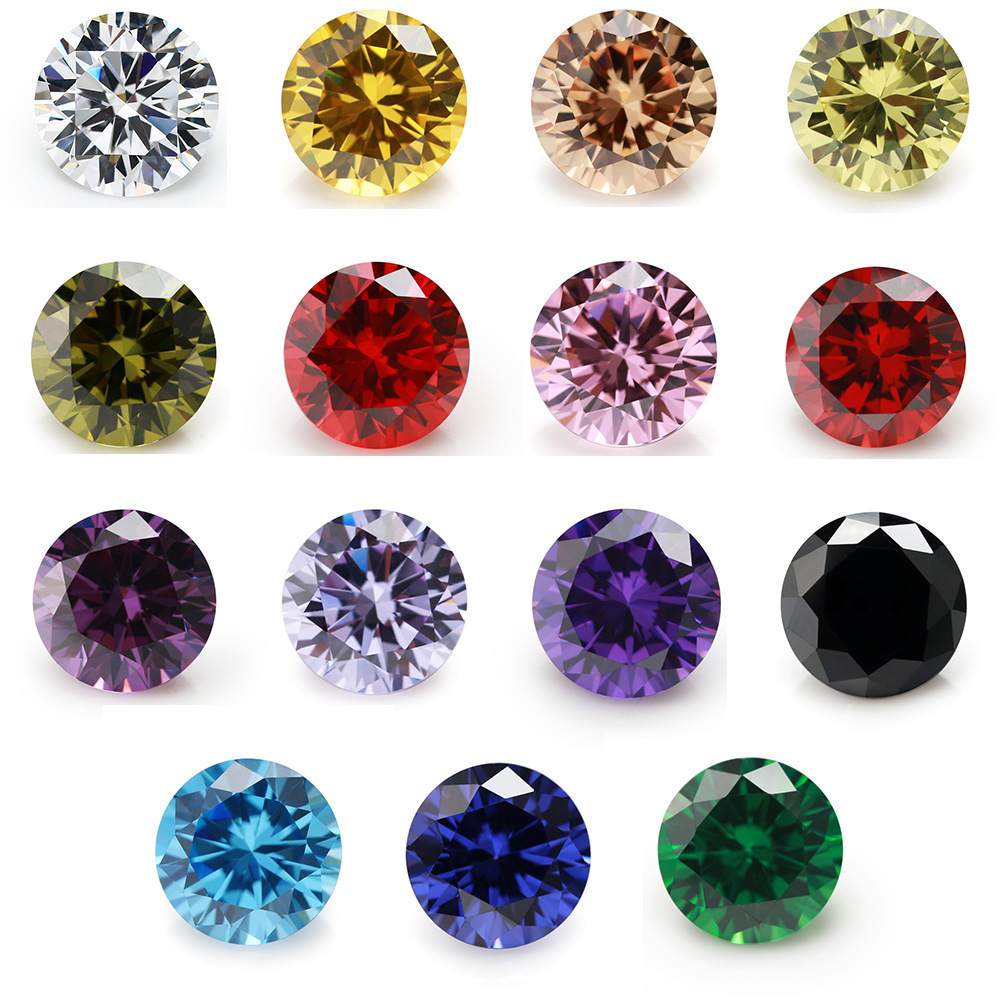 Zircon artificial  Gemstone Beads Fashion Round colors  cubic Zirconia  Loose gemstone for Jewelry making