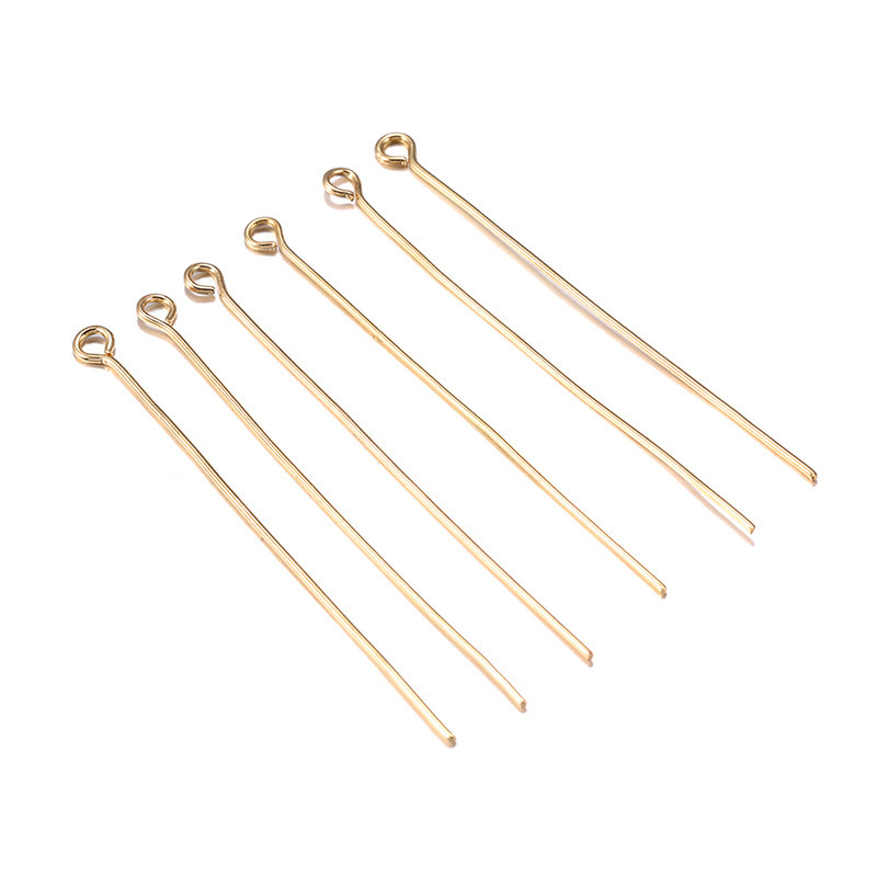 200pcs Stainless Steel 9 Eye Pin Gold Tone  Loop Eyepin Findings for DIY Handmade Earring Jewelry Making